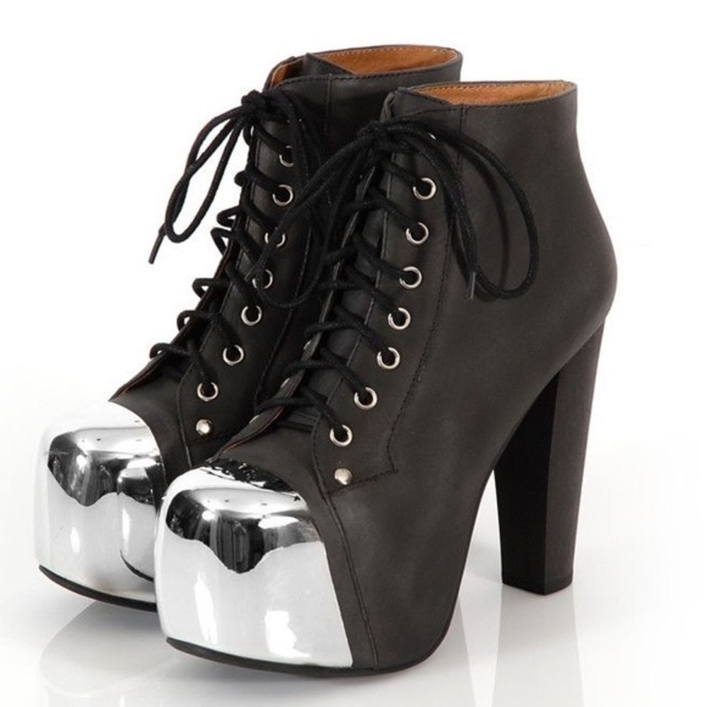 Jeffrey Campbell Lita Platform Boot Silver Cap
